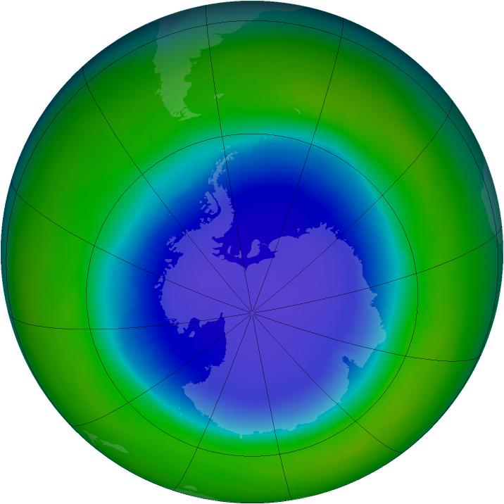 Antarctic ozone map for September 1997